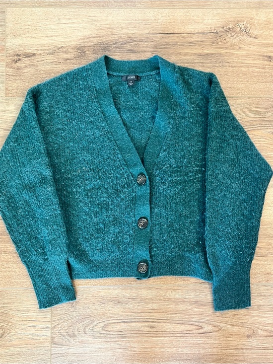 J. Crew Sweaters - J. Crew Teal Green V-Neck Button-Up Cardigan alpaca and wool size medium